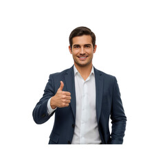 Confident Businessman Giving Thumbs Up, Success and Approval Gesture