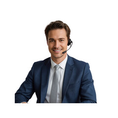 Smiling Customer Service Representative Wearing Headset