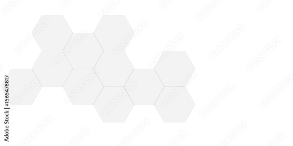 Poster abstract white and gray hexagon technology lines background. abstract white and grey color hexagonal