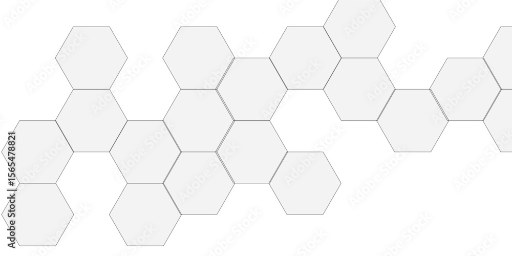 Poster abstract white and gray hexagon technology lines background. abstract white and grey color hexagonal