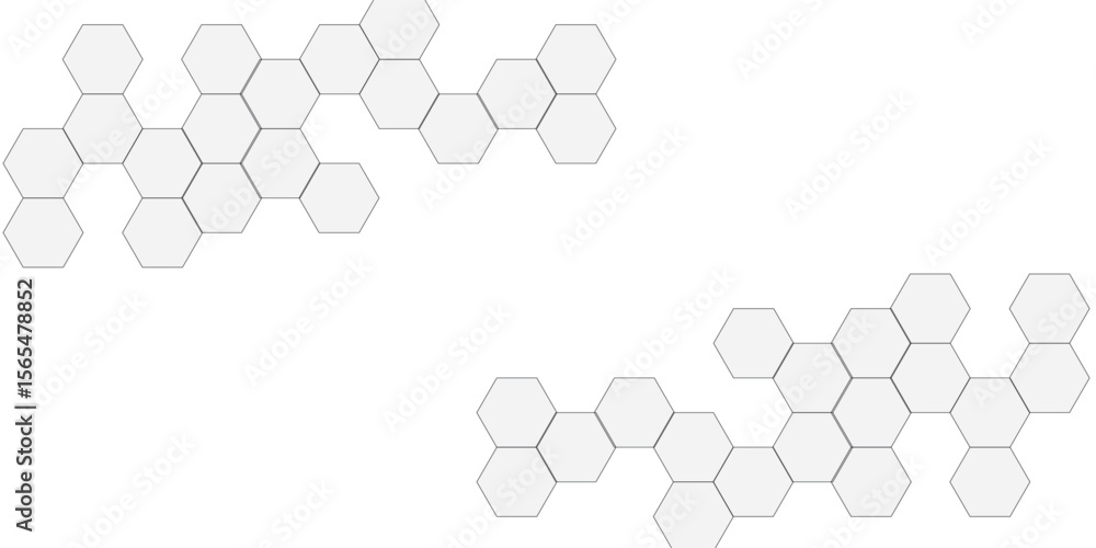 Poster abstract white and gray hexagon technology lines background. abstract white and grey color hexagonal