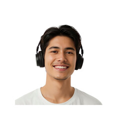 Happy Young Man Listening to Music with Headphones