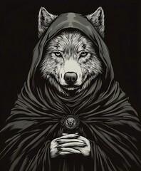 Wild Animal Cartoon Wolf Head Illustration Tattoo Art