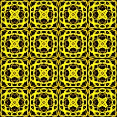 Seamless Abstract Yellow Geometric Pattern on Dark Background