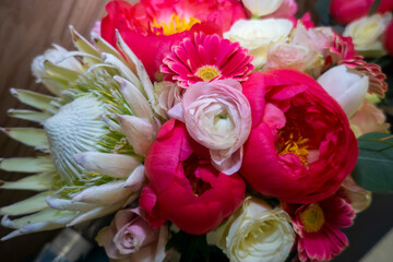 bouquet of red and white flowers