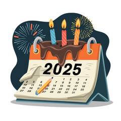vector Birthdays, New Year celebrations, and the number 2025 Birthday Cake Icon
