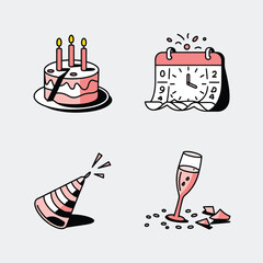 vector Birthdays, New Year celebrations, and the number 2025 Birthday Cake Icon
