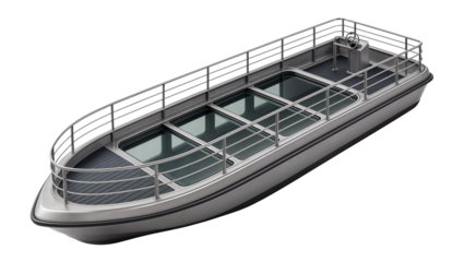 Glass-bottom passenger ferry with transparent viewing sections along the hull