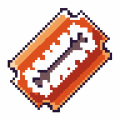 Fototapeta premium Pixel art razor blade isolated on white retro sharp metal utensil for grooming, vintage shaving accessory icon