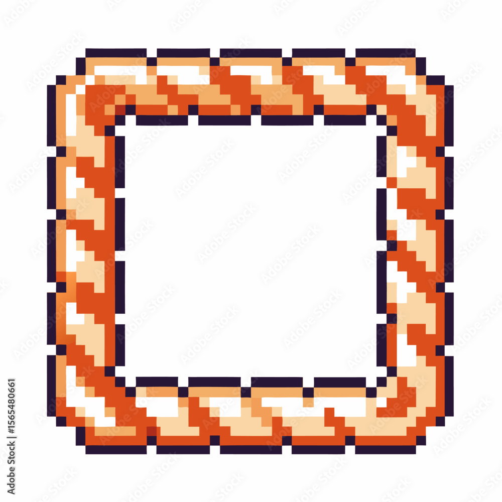 Poster pixel art rope square frame with twisted texture, retro border design for game interface or digital 