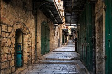 Obraz premium The historic center of Jerusalem. The Muslim Quarter. Israel