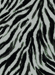 Seamless zebra skin pattern with isolated abstract hand drawn art wild leopard animal tiger skin background elements in black and white colors.Leopard , zebra and tiger mix furry skin seamless pattern