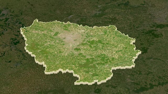 Ile de France region, France, extruded. 