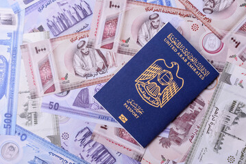 OAE passport for travelling, flying and doing business. Arabic document, id