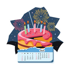 vector Birthdays, New Year celebrations, and the number 2025 Birthday Cake Icon
