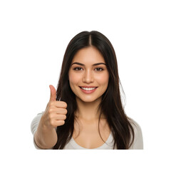 Happy Young Woman Giving Thumbs Up, Positive Feedback, Approval Gesture