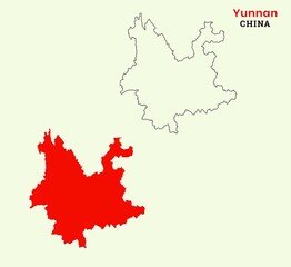 Naklejka premium Map of Yunnan , Map of Yunnan , Map of China state Yunnan, China, Yunnan .