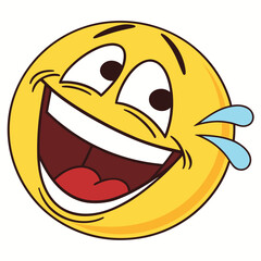 Joyful yellow emoji laughing with tears of joy happy