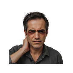 Tired and Stressed Man Touching His Neck