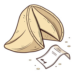 Fortune cookie with paper slip food dessert