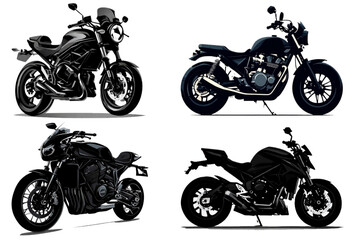 set of silhouette motorcycles