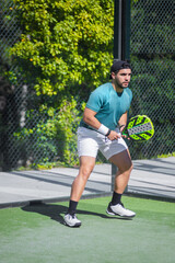 Dynamic padel action shot for fitness campaigns ads and event promotion