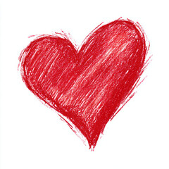 Hand-Drawn Red Pencil Heart Doodle Love Line Art