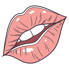 Pink lips with white teeth mouth beauty