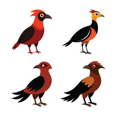 set of birds isolated
