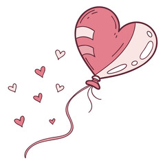 Pink heart balloon with trailing hearts love romance