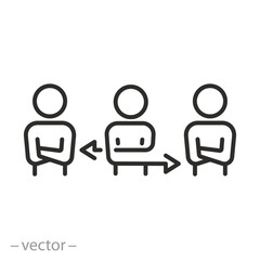 intermediary person icon, economic platform, provider, mediation between people, conflict resolution help, negotiation, thin line symbol - editable stroke vector illustration eps10