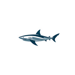 Fototapeta premium A minimalist silhouette of a shark, sharp details, crisp lines, isolated on a plain white background