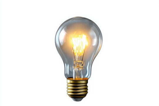 An incandescent light bulb isolated on a white background.