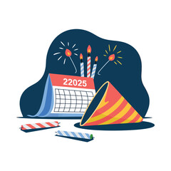 vector Birthdays, New Year celebrations, and the number 2025 Birthday Cake Icon
