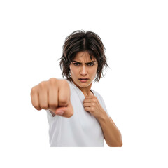 Determined Young Woman Ready to Fight, Close-up Portrait