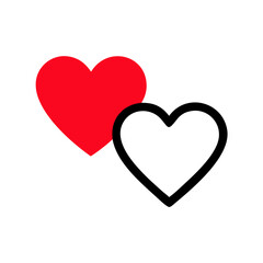 Bright red heart with a bite taken out love romance