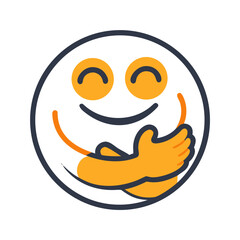 Happy smiling face with arms hugging emoji
