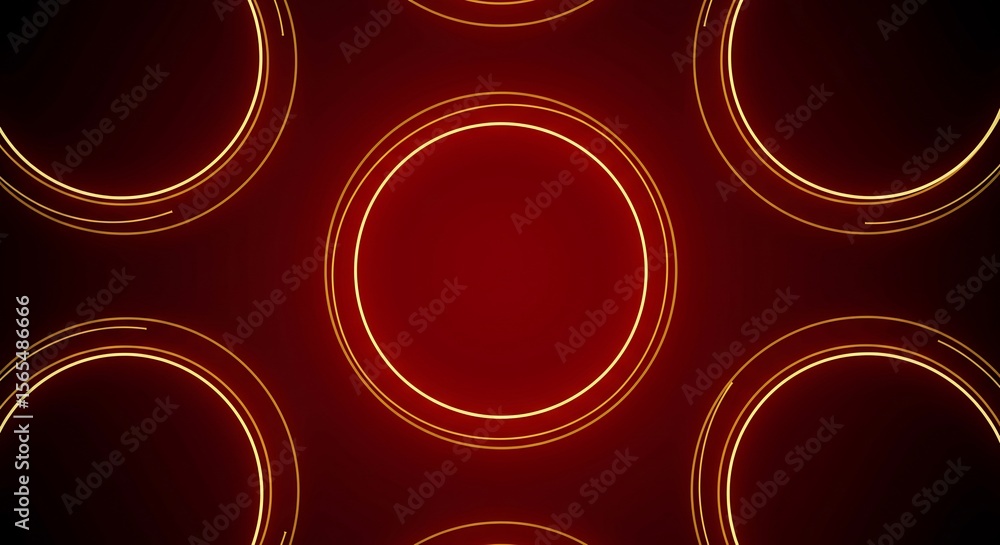 Poster an elegant and modern abstract background featuring a pattern of glowing golden circles and rings on