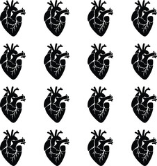 Anatomical heart pattern seamless texture design illustrating human biology and medical research