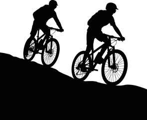 Fototapeta premium Cyclists Mountain Silhouette