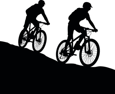 Cyclists Mountain Silhouette