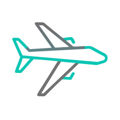 Airplane outline with teal and grey accents aircraft travel