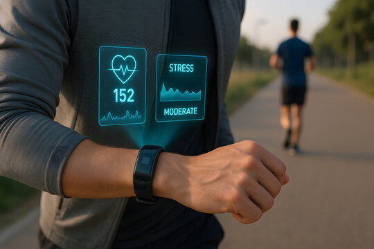 Fitness Tracker Monitoring Outdoors