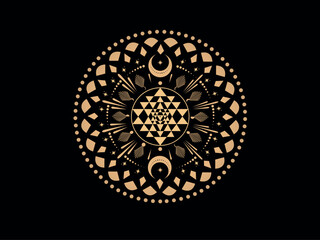 mandala design, geometric mandala, moon phases, Victor Art illustration