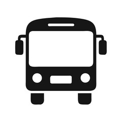 Front view of a simple bus silhouette vehicle transportation