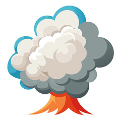Stylized explosion with smoke and fire blast comic