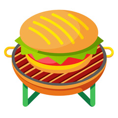 Grilled Burger on a Barbecue food cooking