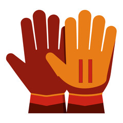 Red and orange baseball gloves with stitching sports equipment