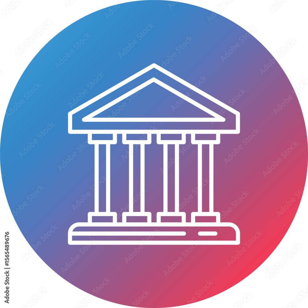 Poster acropolis line gradient circle background icon