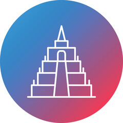 Borobudur Line Gradient Circle Background Icon